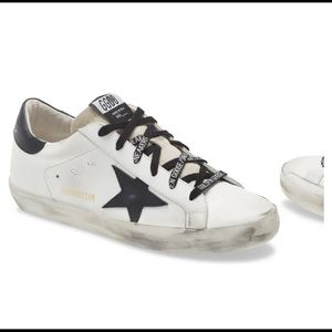 Womens Golden Goose Super Star Low Top Sneaker Black & White